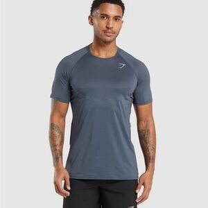 Gymshark Men's Speed Tee Shirt Titanium Blue XL Running Training Gym Lightweight
